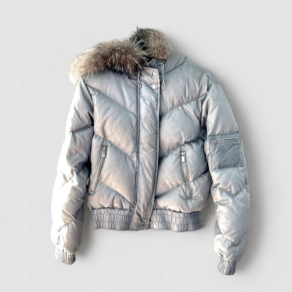 Y2K Womens Rare Michael Kors Goose Down & Real Fur Short Puffer Coat Jacket XS